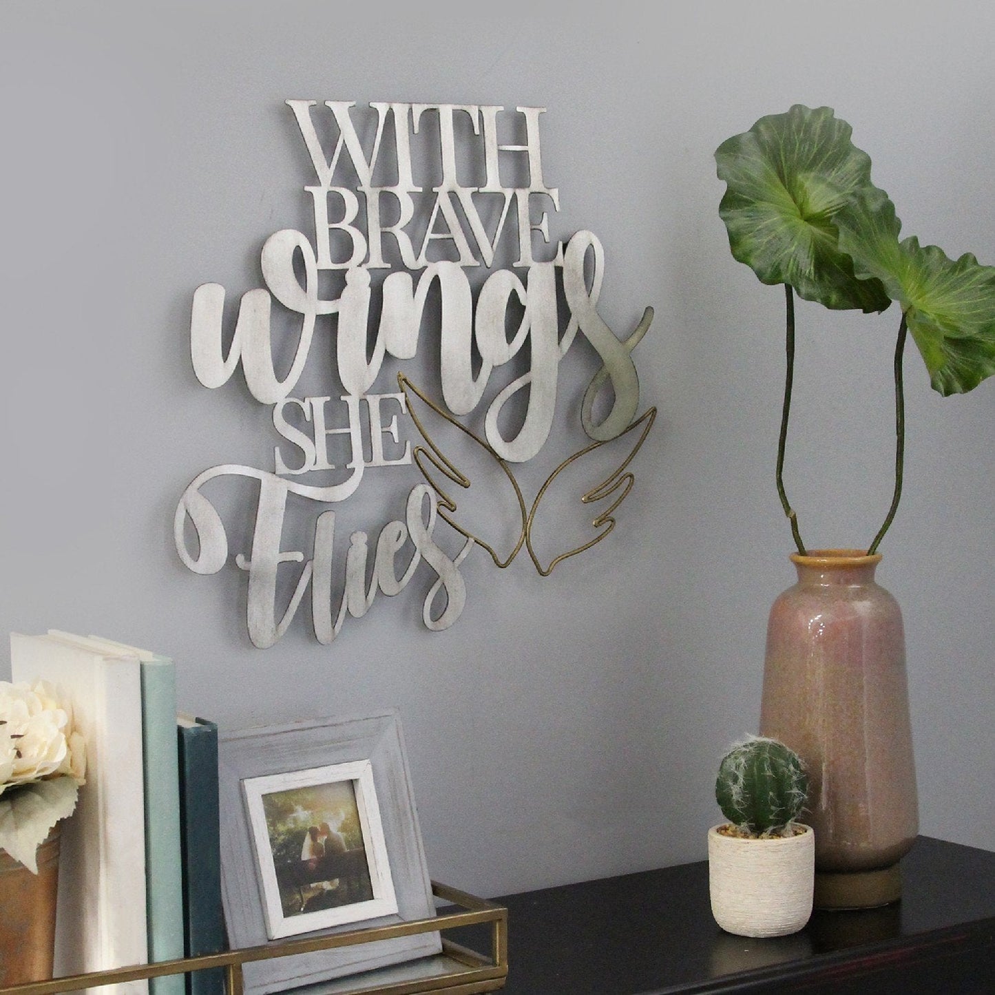 HomeRoots Gold Brave Wings Metal Wall Decor