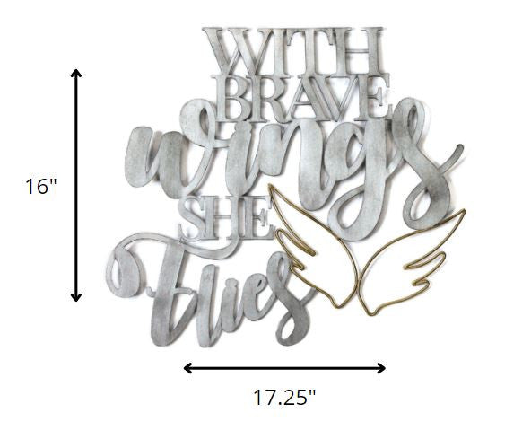 HomeRoots Gold Brave Wings Metal Wall Decor