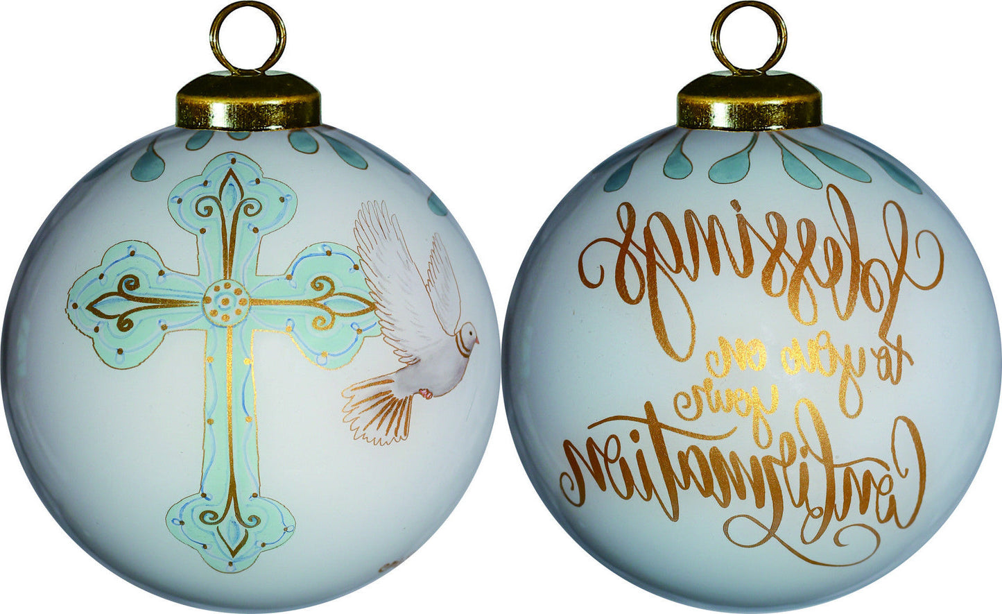 HomeRoots Gold Confirmation Hand Painted Mouth Blown Glass Ornament