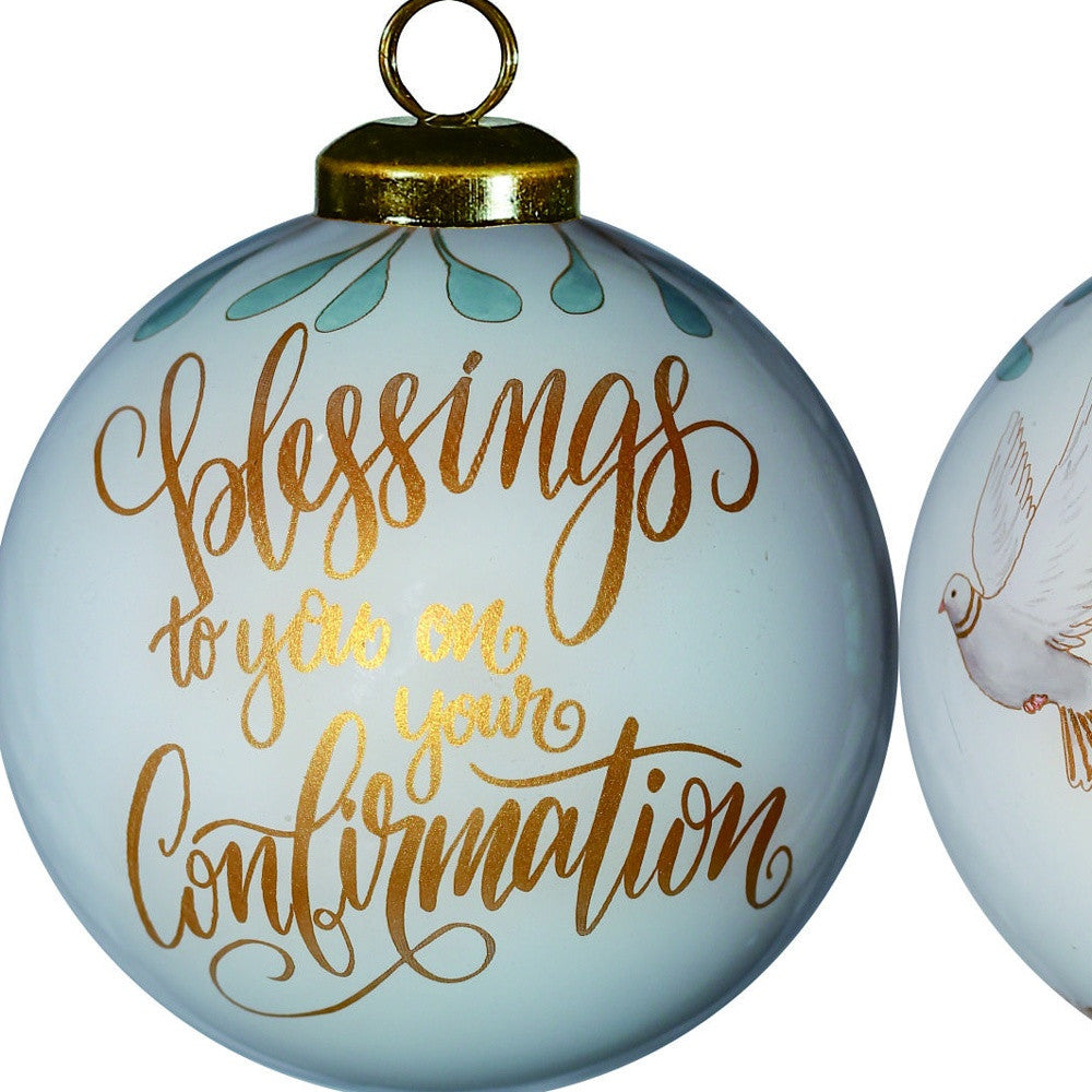 HomeRoots Gold Confirmation Hand Painted Mouth Blown Glass Ornament