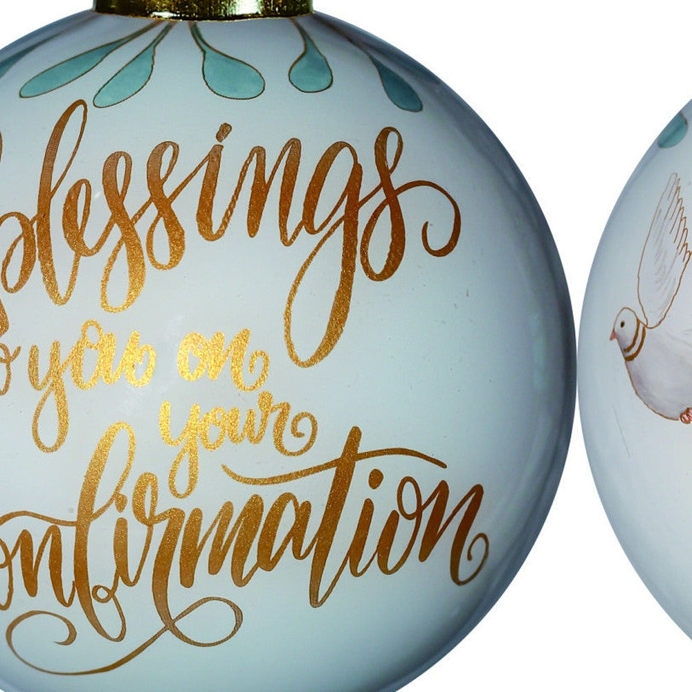 HomeRoots Gold Confirmation Hand Painted Mouth Blown Glass Ornament
