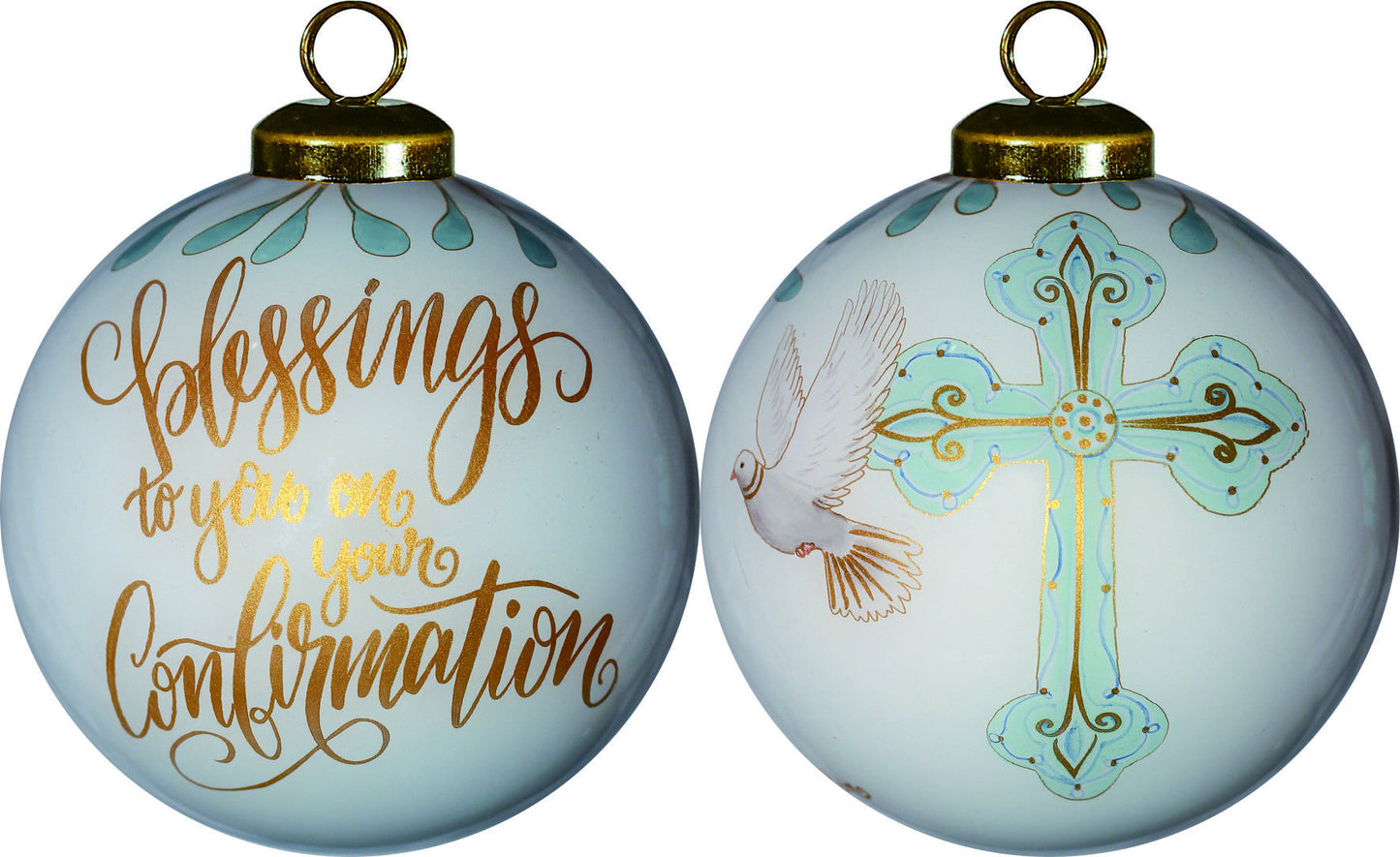 HomeRoots Gold Confirmation Hand Painted Mouth Blown Glass Ornament
