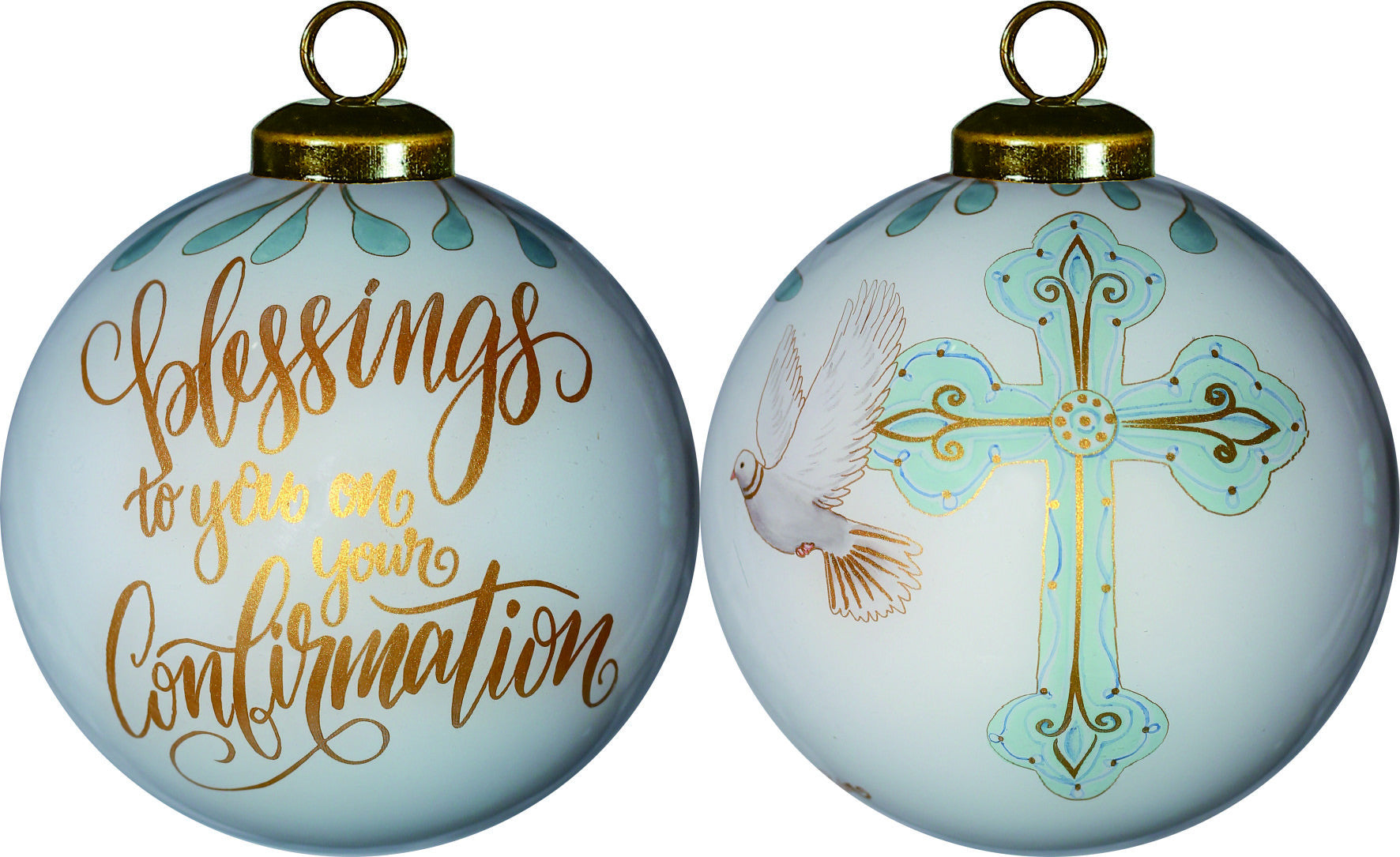 HomeRoots Gold Confirmation Hand Painted Mouth Blown Glass Ornament