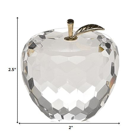 HomeRoots Gold Crystal Faceted Apple Paperweight with Gold Leaf