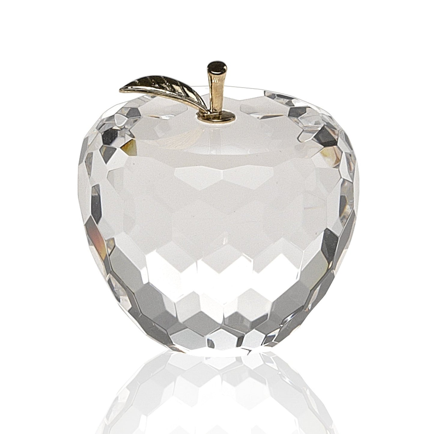 HomeRoots Gold Crystal Faceted Apple Paperweight with Gold Leaf