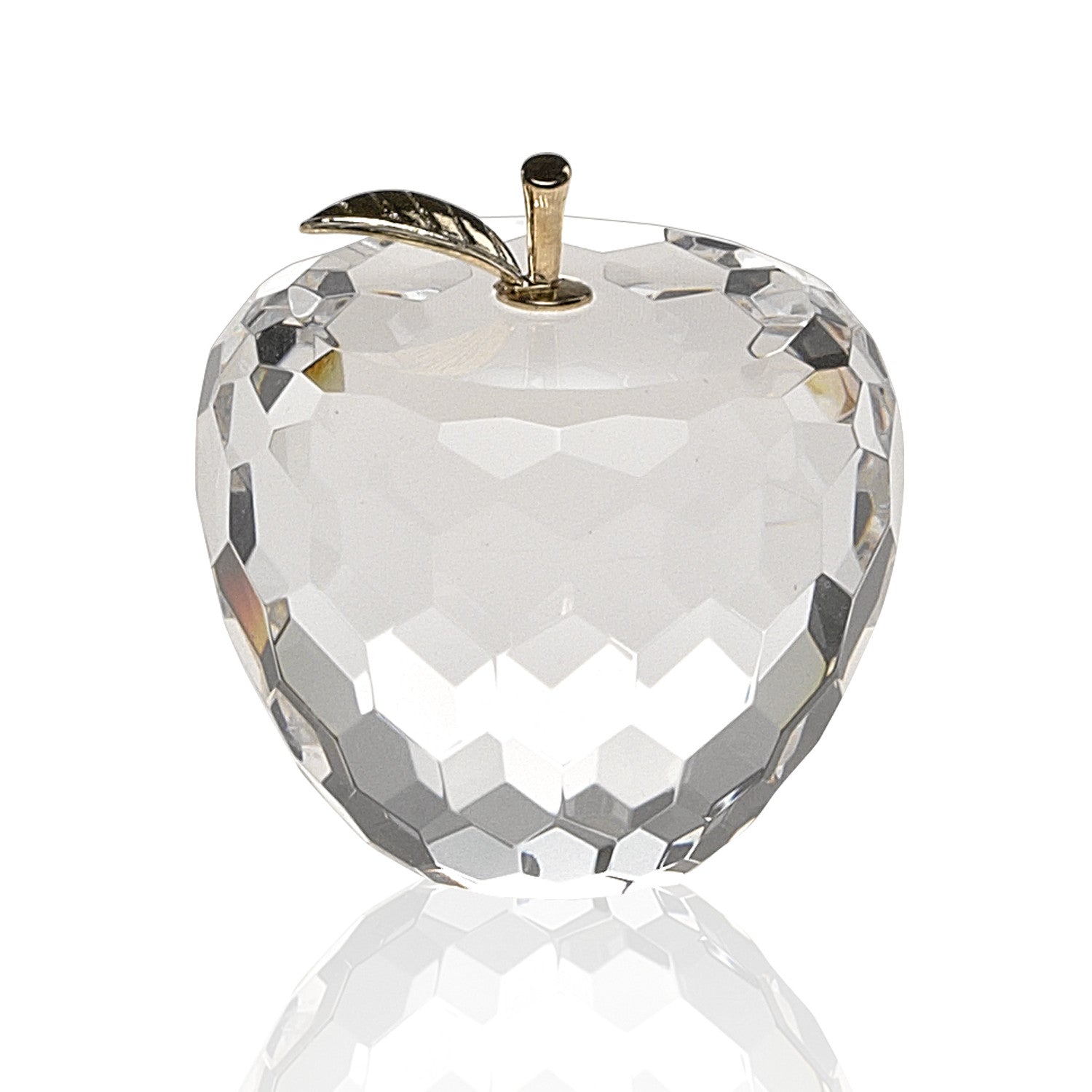 HomeRoots Gold Crystal Faceted Apple Paperweight with Gold Leaf
