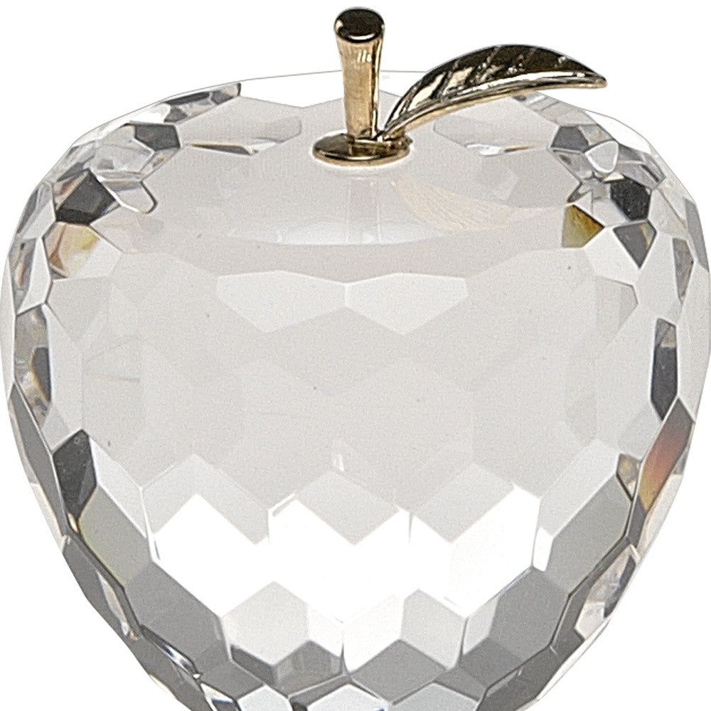 HomeRoots Gold Crystal Faceted Apple Paperweight with Gold Leaf