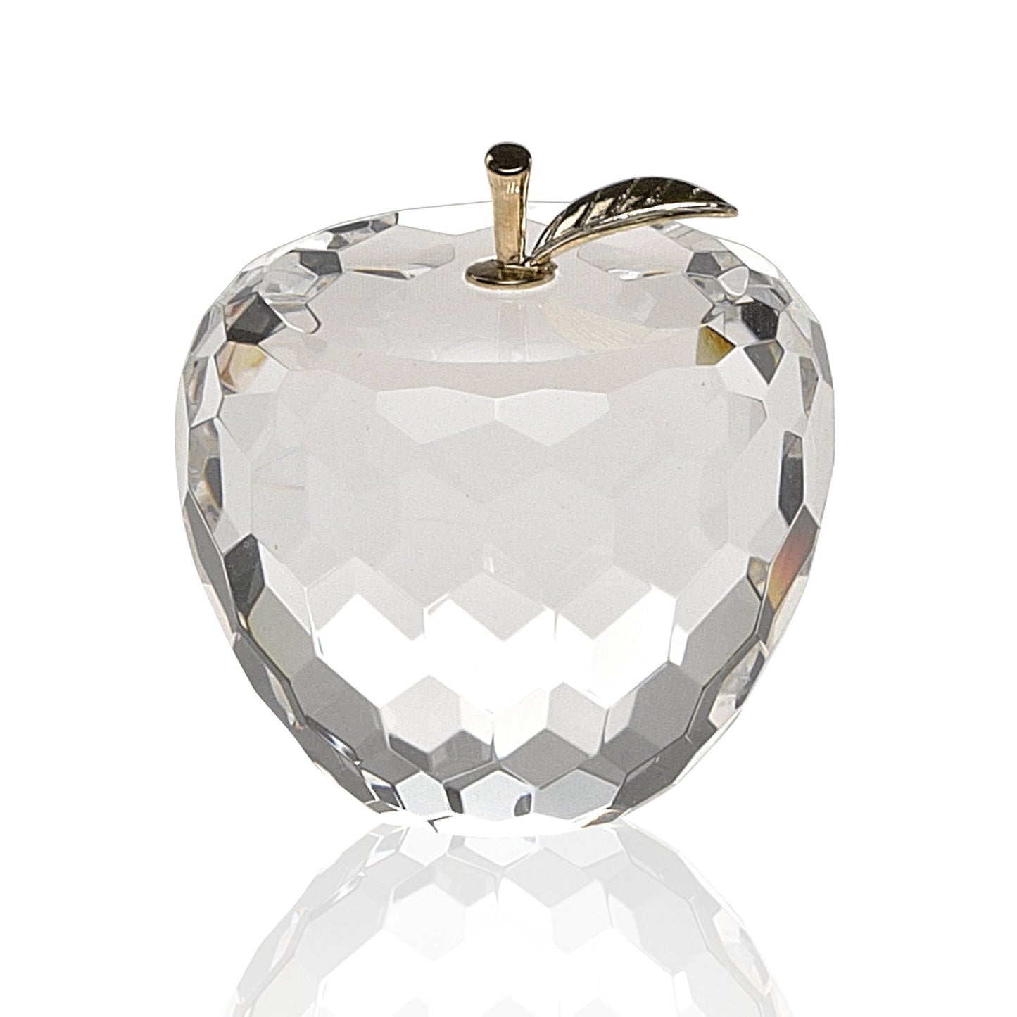 HomeRoots Gold Crystal Faceted Apple Paperweight with Gold Leaf