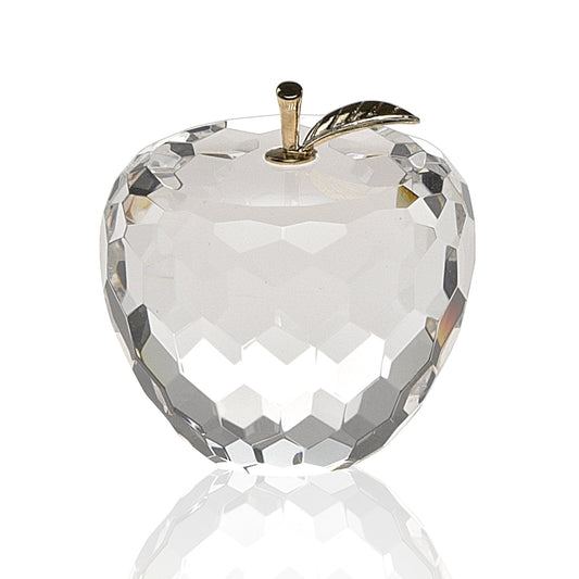 HomeRoots Gold Crystal Faceted Apple Paperweight with Gold Leaf