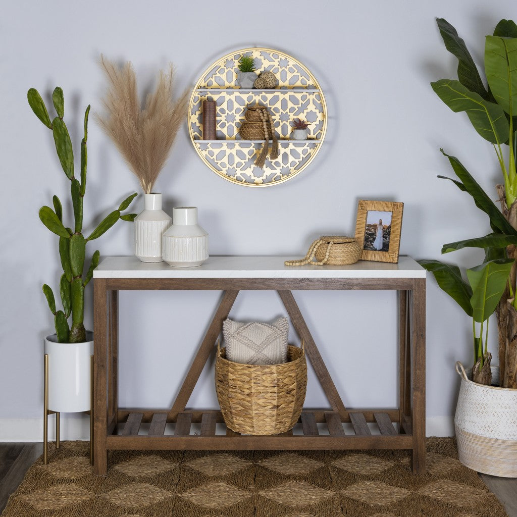 HomeRoots Gold Metal Moraccan Design Wall Shelves