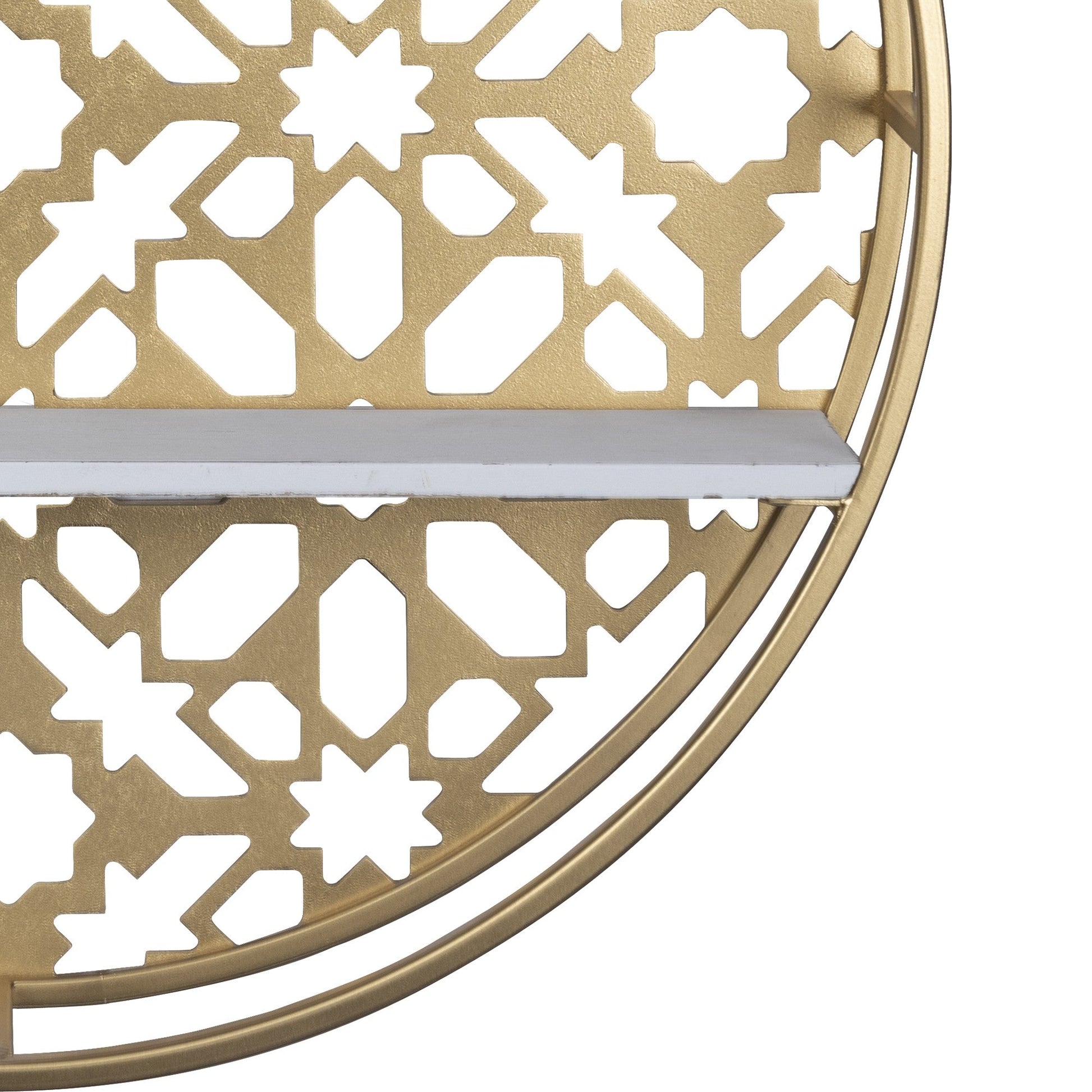 HomeRoots Gold Metal Moraccan Design Wall Shelves