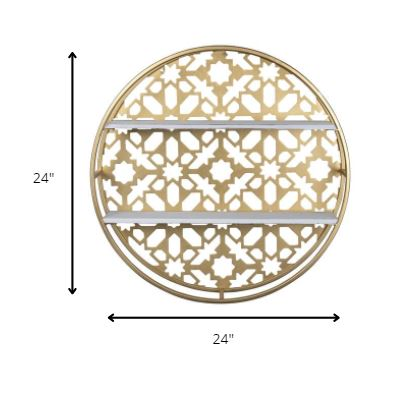 HomeRoots Gold Metal Moraccan Design Wall Shelves
