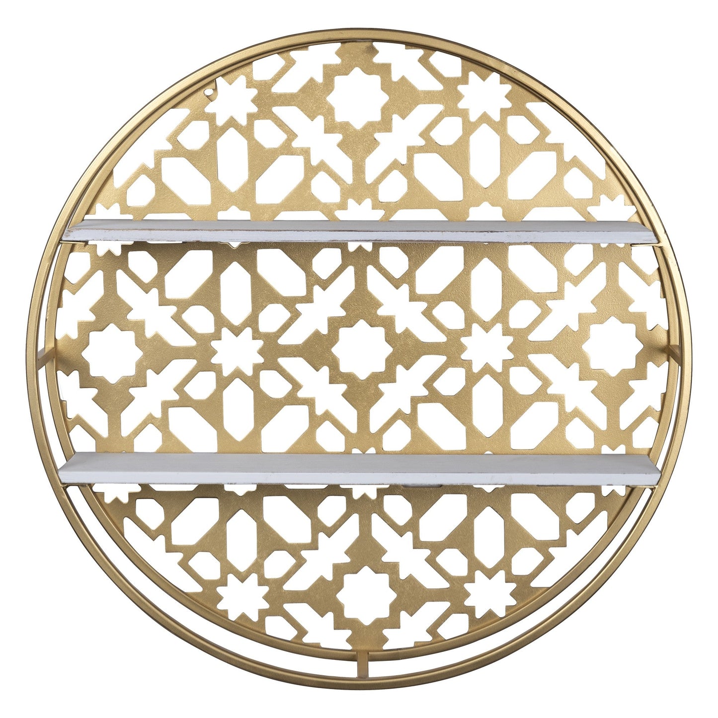 HomeRoots Gold Metal Moraccan Design Wall Shelves