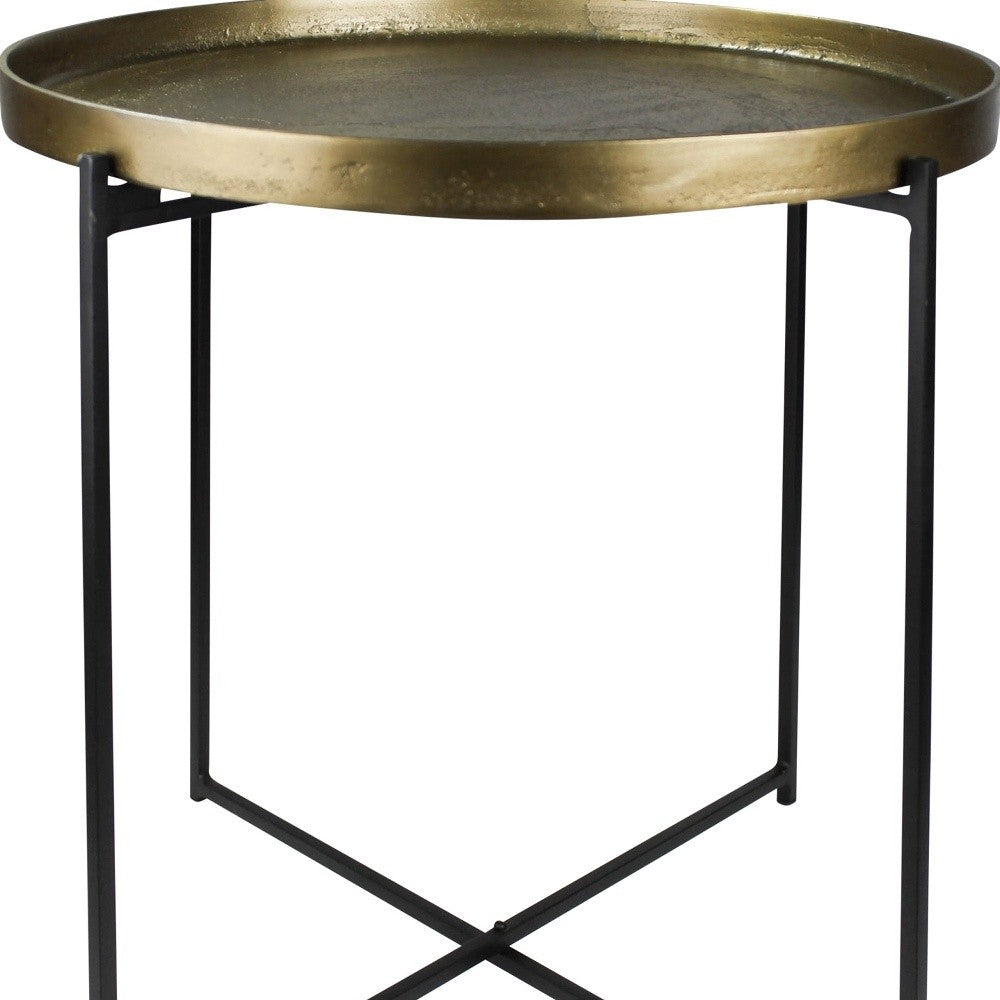 HomeRoots Gold Metal Tray Top Table