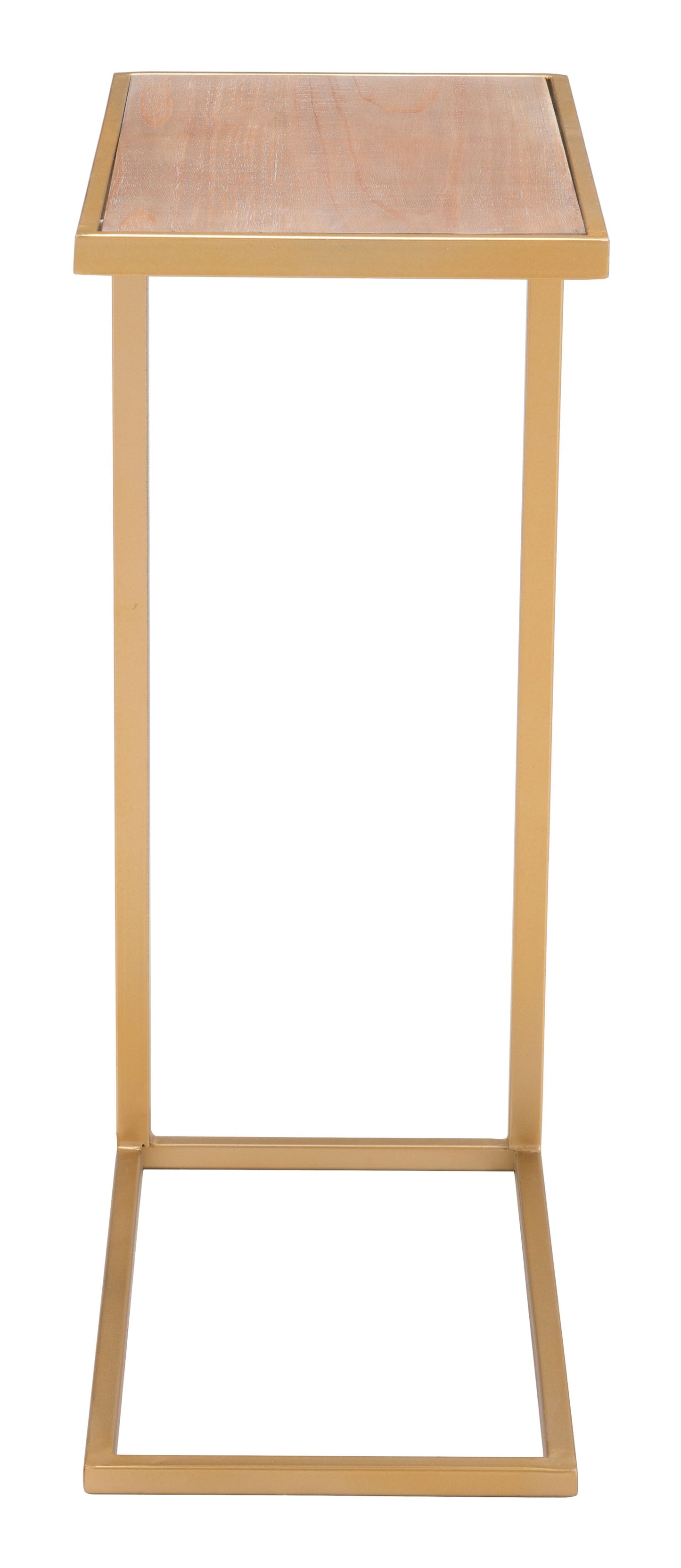 HomeRoots Gold and Brown Sliding Side Table