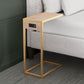 HomeRoots Gold and Brown Sliding Side Table