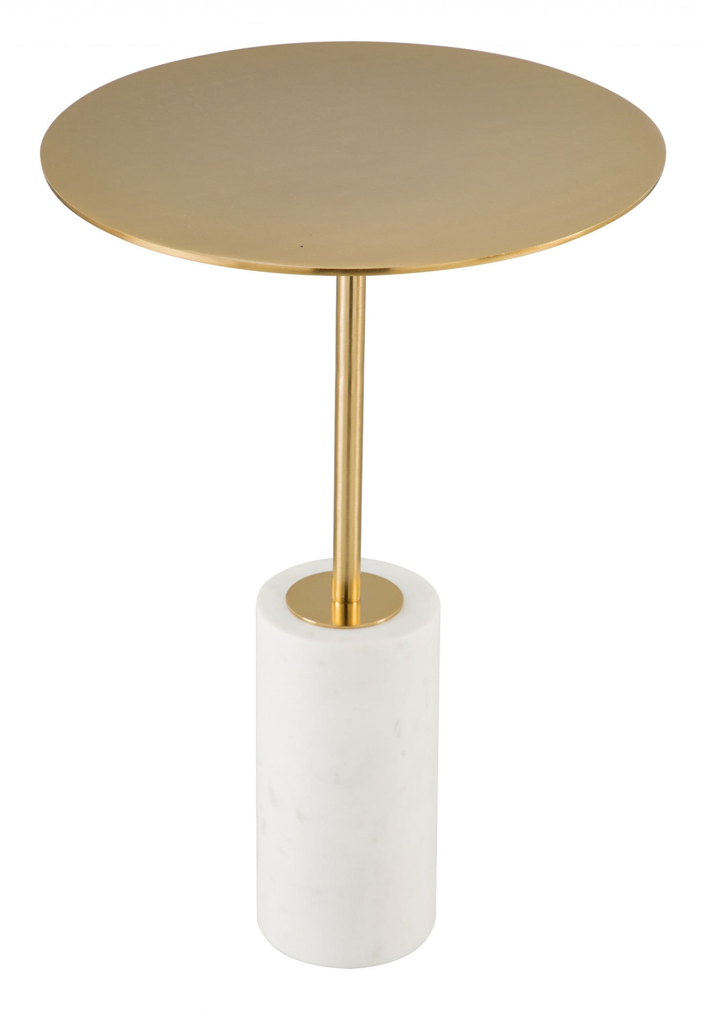 HomeRoots Gold and White Pedestal Side or Accent Table