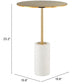 HomeRoots Gold and White Pedestal Side or Accent Table