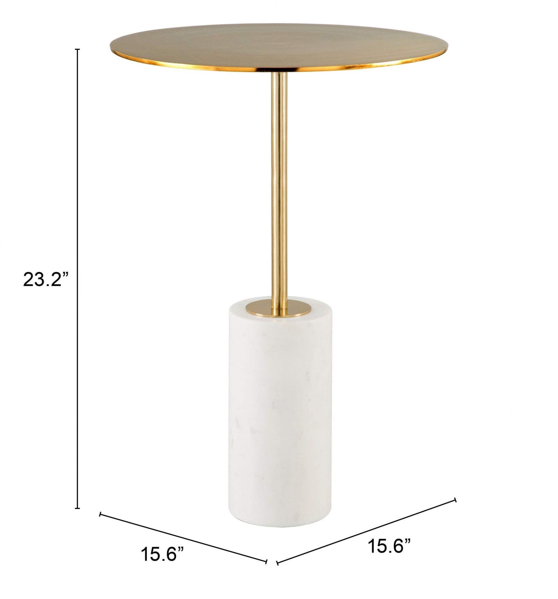 HomeRoots Gold and White Pedestal Side or Accent Table