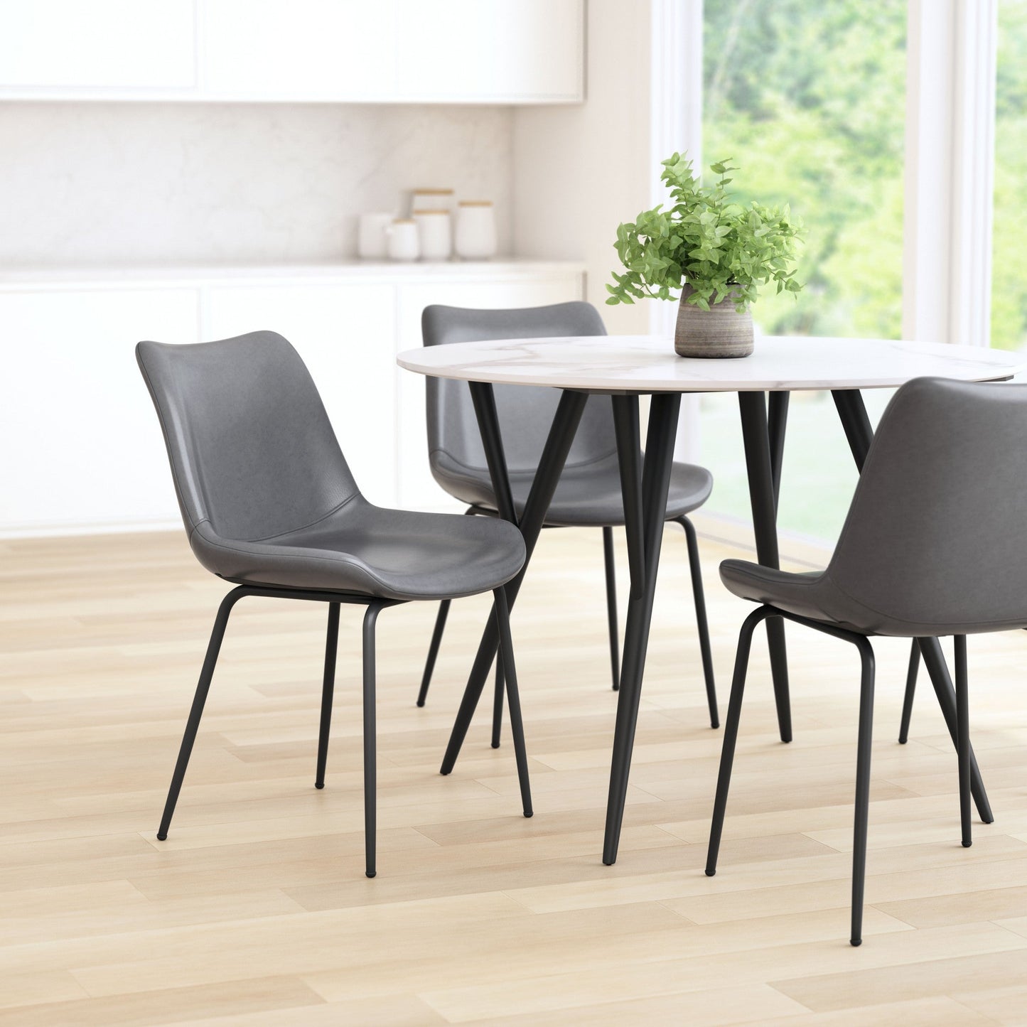 HomeRoots Gray And Black Top Shelf Modern Rugged Dining Chairs in Set of 2