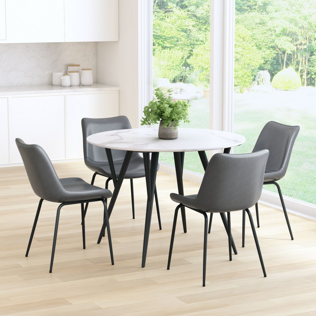 HomeRoots Gray And Black Top Shelf Modern Rugged Dining Chairs in Set of 2
