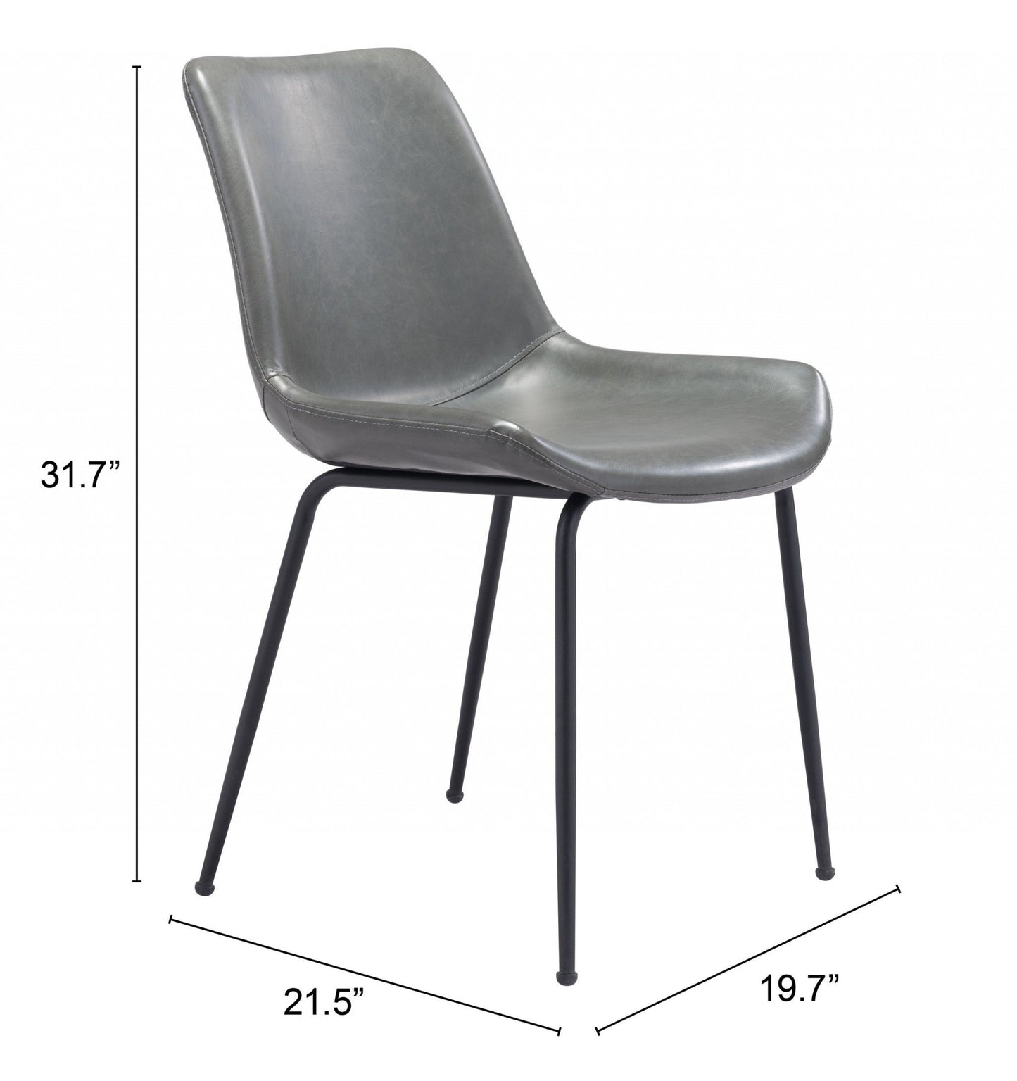 HomeRoots Gray And Black Top Shelf Modern Rugged Dining Chairs in Set of 2