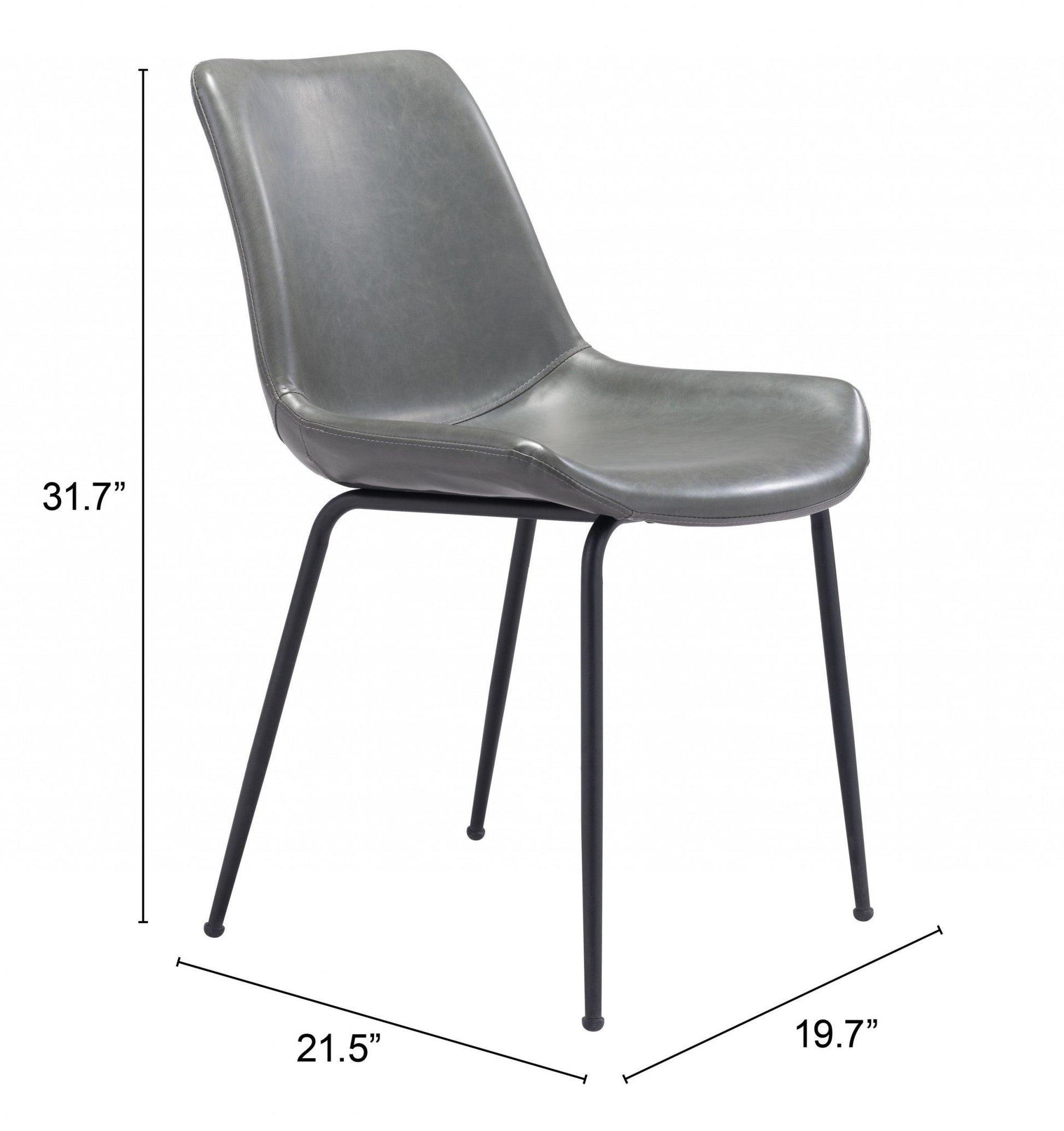 HomeRoots Gray And Black Top Shelf Modern Rugged Dining Chairs in Set of 2