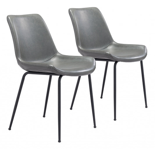 HomeRoots Gray And Black Top Shelf Modern Rugged Dining Chairs in Set of 2
