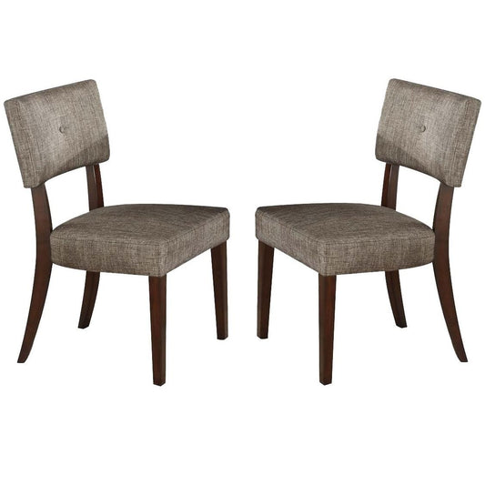 HomeRoots Gray Fabric And Espresso Side Chair In Set Of Two