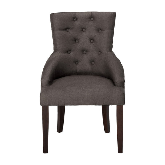 HomeRoots Gray Fabric And Walnut Side Chair In Set Of Two