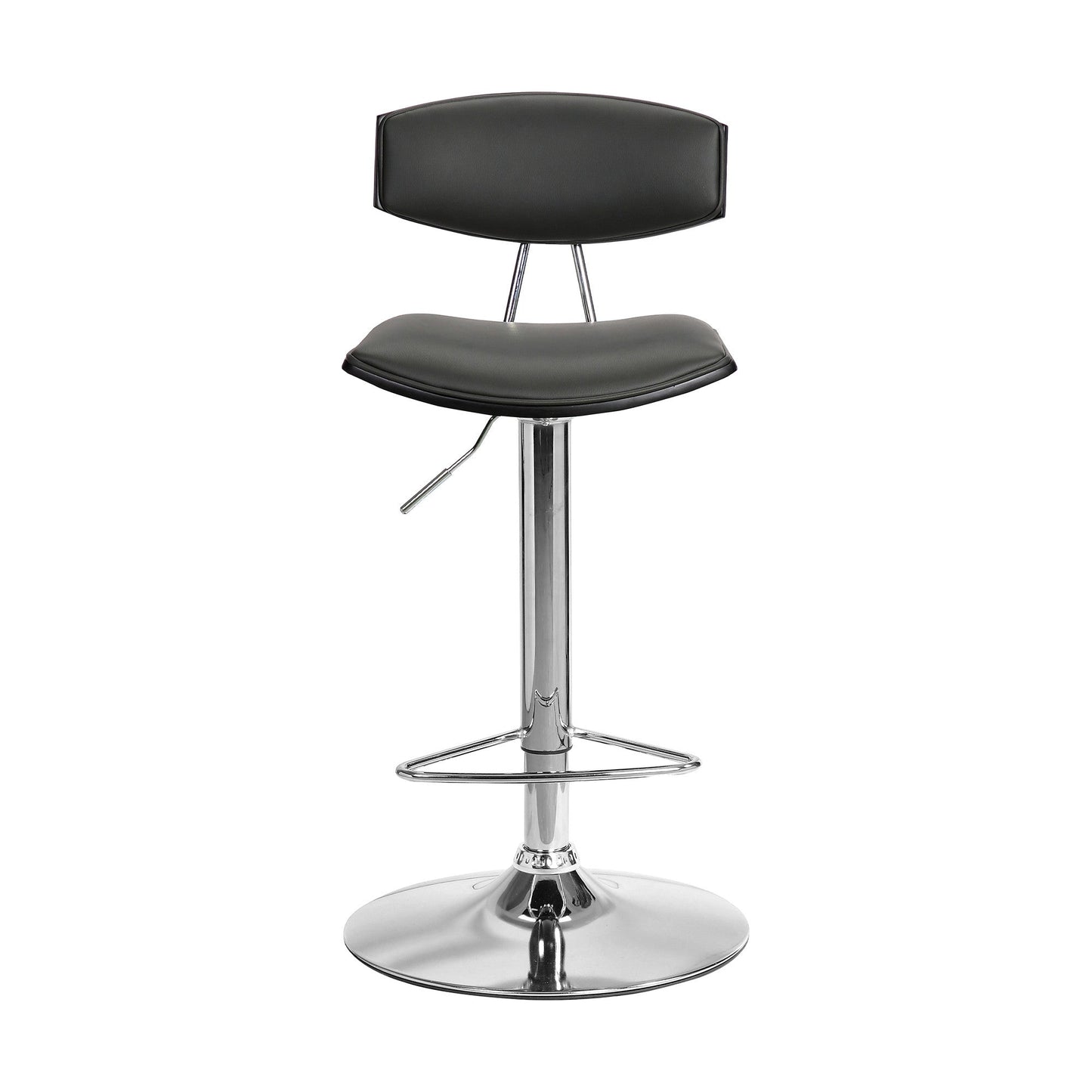HomeRoots Gray Faux Leather Adjustable Chrome Base Swivel Bar Stool