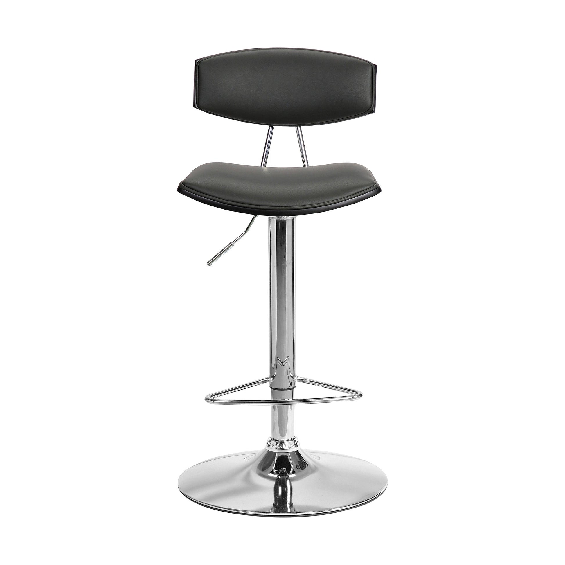 HomeRoots Gray Faux Leather Adjustable Chrome Base Swivel Bar Stool