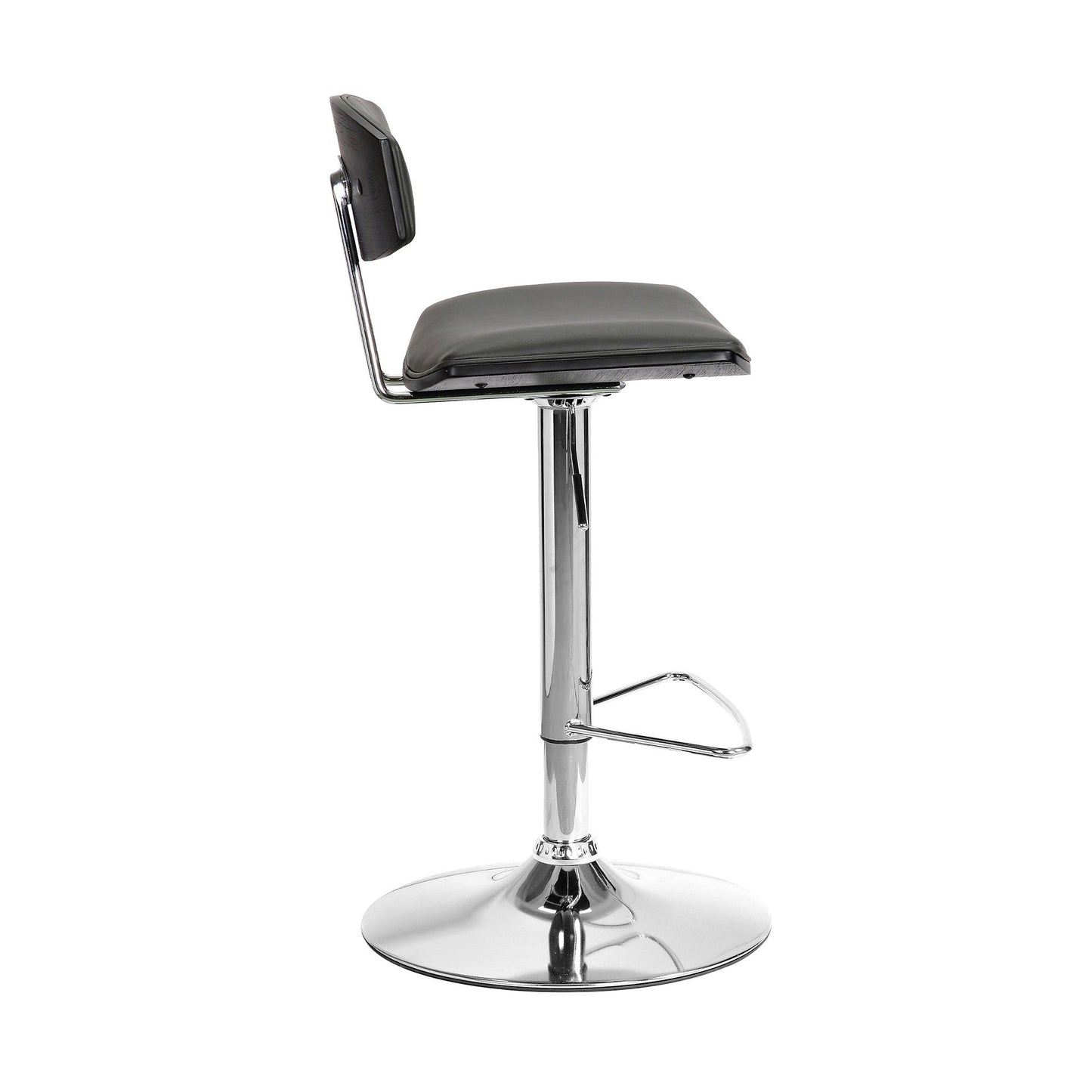 HomeRoots Gray Faux Leather Adjustable Chrome Base Swivel Bar Stool