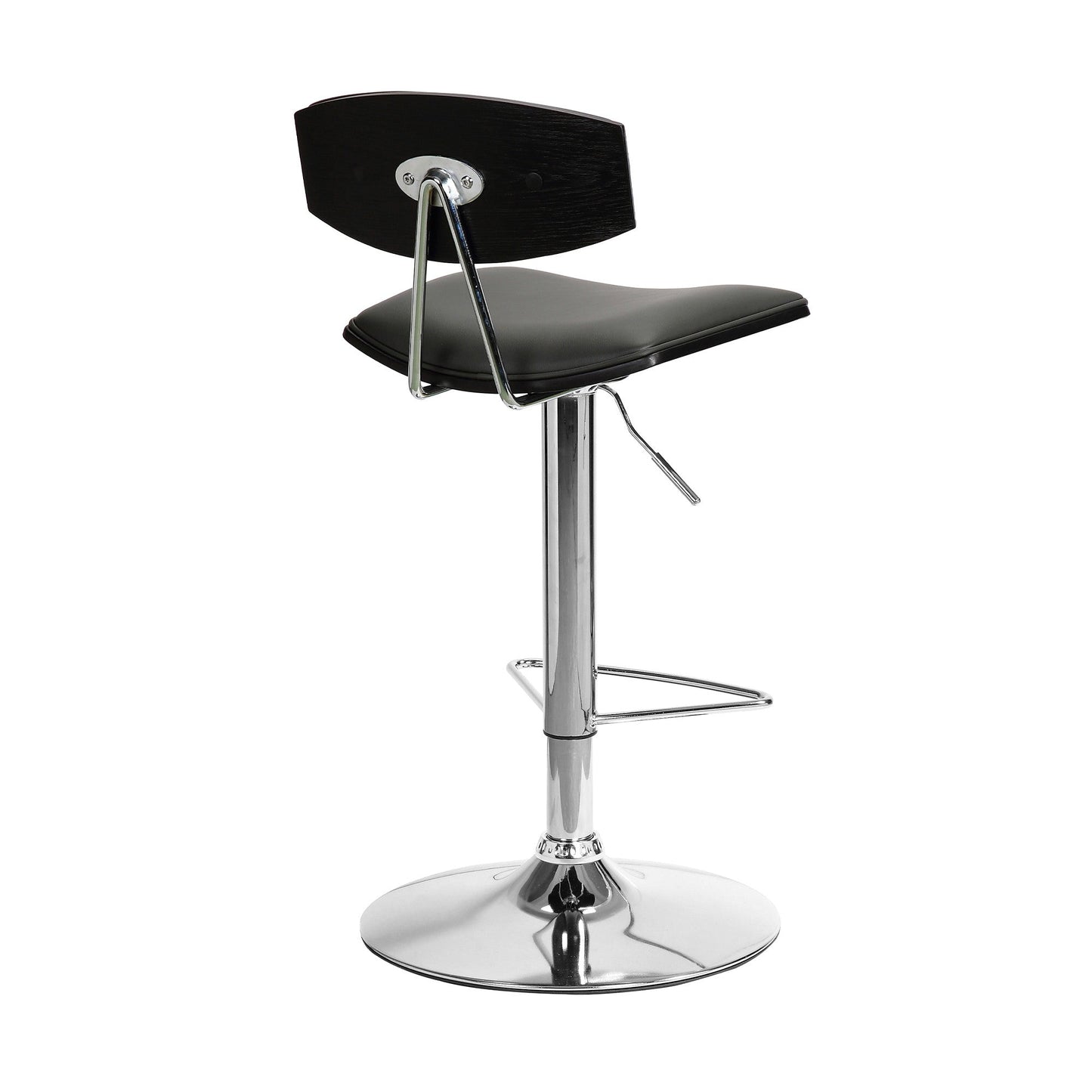 HomeRoots Gray Faux Leather Adjustable Chrome Base Swivel Bar Stool