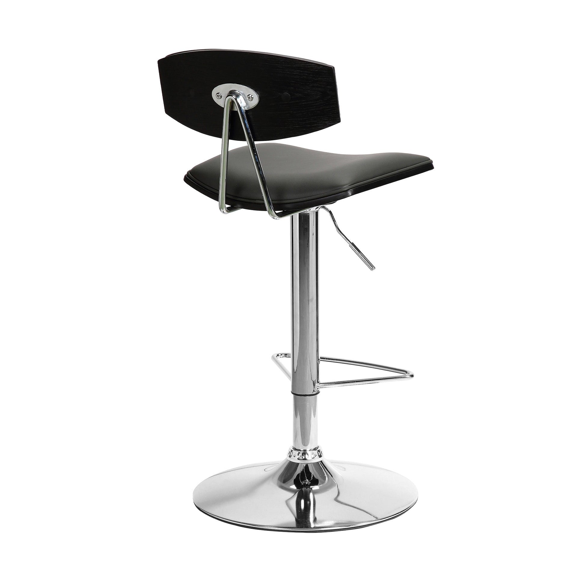 HomeRoots Gray Faux Leather Adjustable Chrome Base Swivel Bar Stool