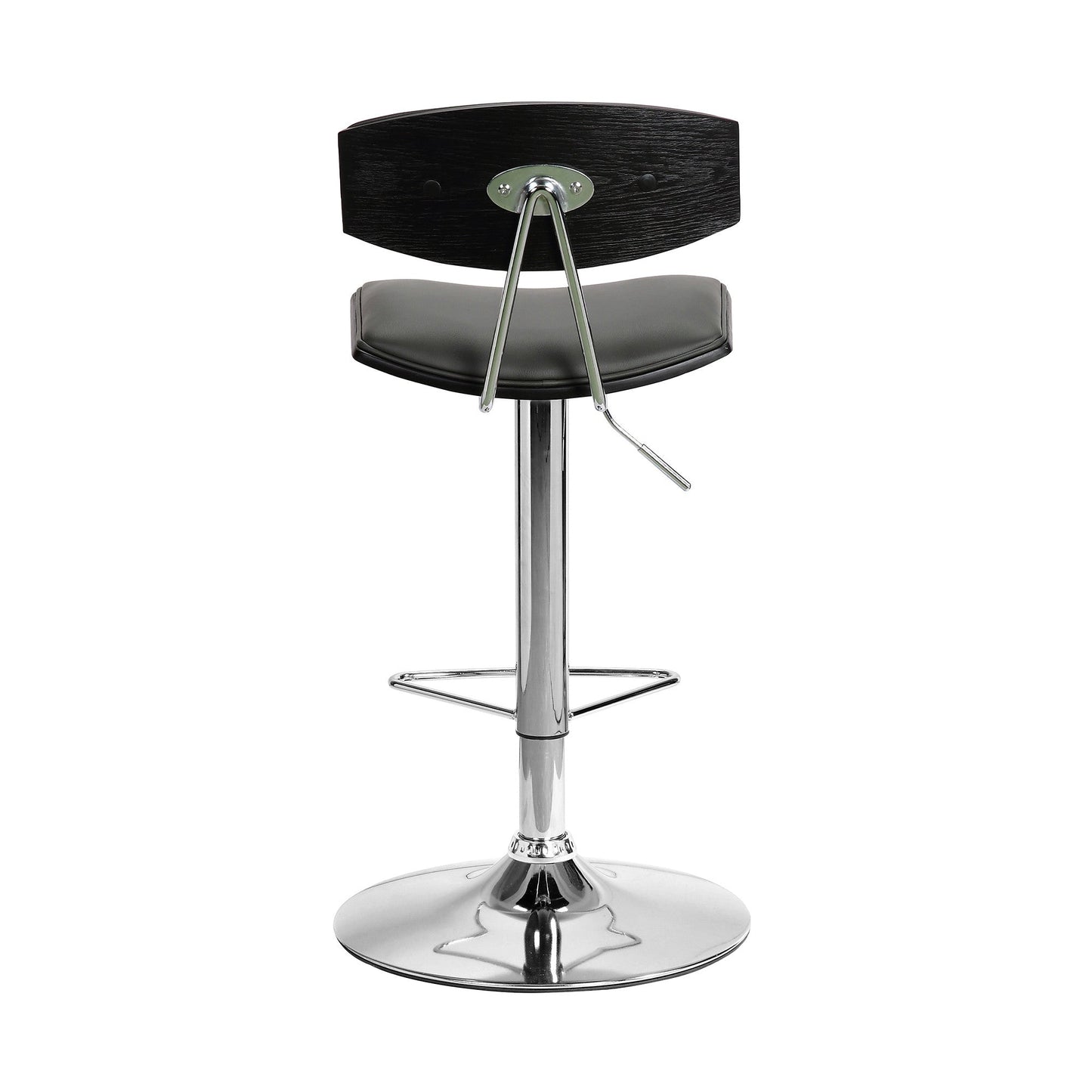 HomeRoots Gray Faux Leather Adjustable Chrome Base Swivel Bar Stool