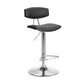 HomeRoots Gray Faux Leather Adjustable Chrome Base Swivel Bar Stool