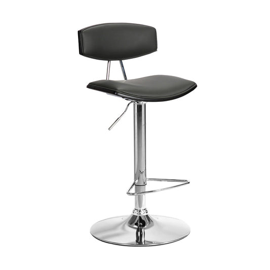 HomeRoots Gray Faux Leather Adjustable Chrome Base Swivel Bar Stool