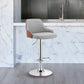 HomeRoots Gray Faux Leather Adjustable Modern Bar Stool