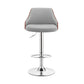 HomeRoots Gray Faux Leather Adjustable Modern Bar Stool