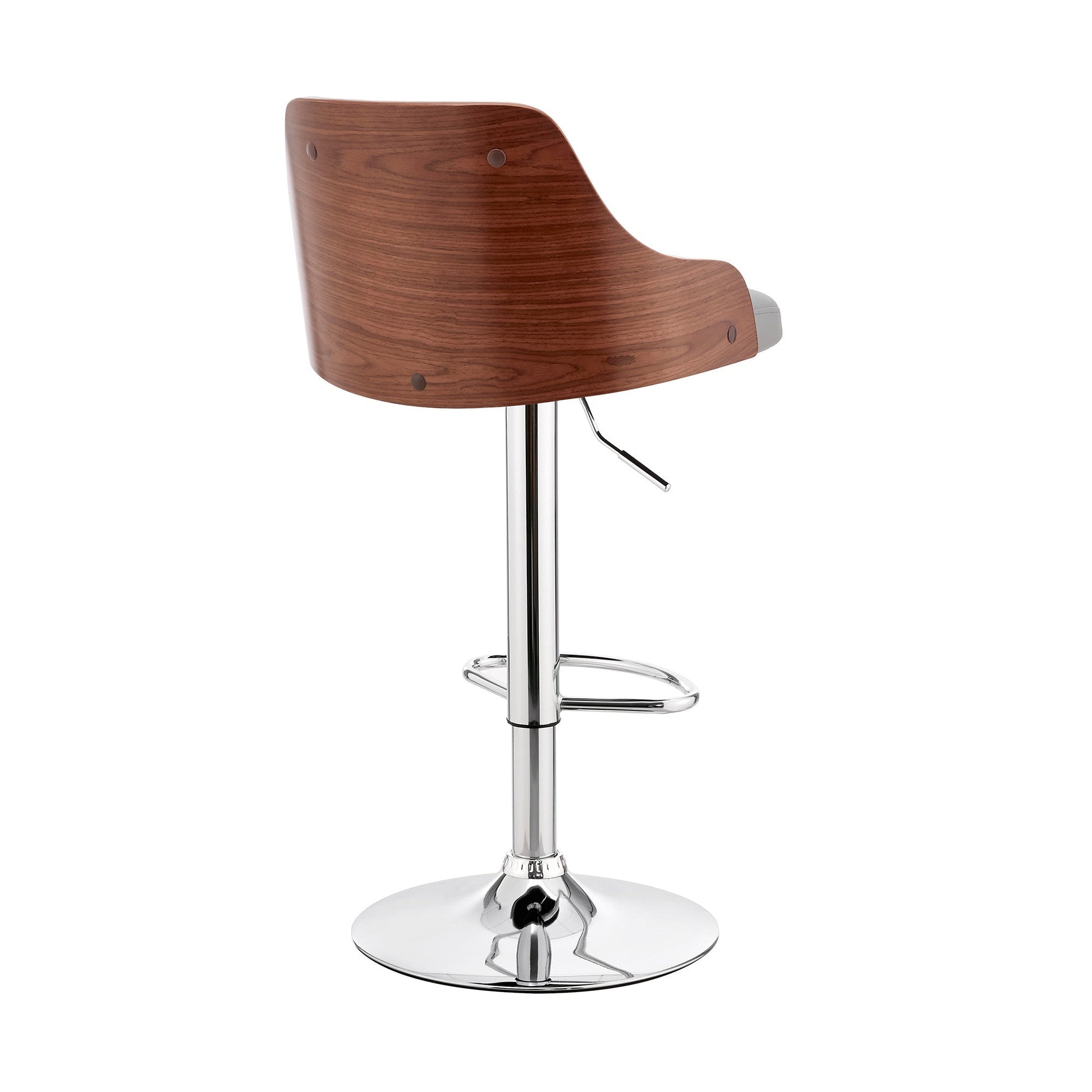 HomeRoots Gray Faux Leather Adjustable Modern Bar Stool