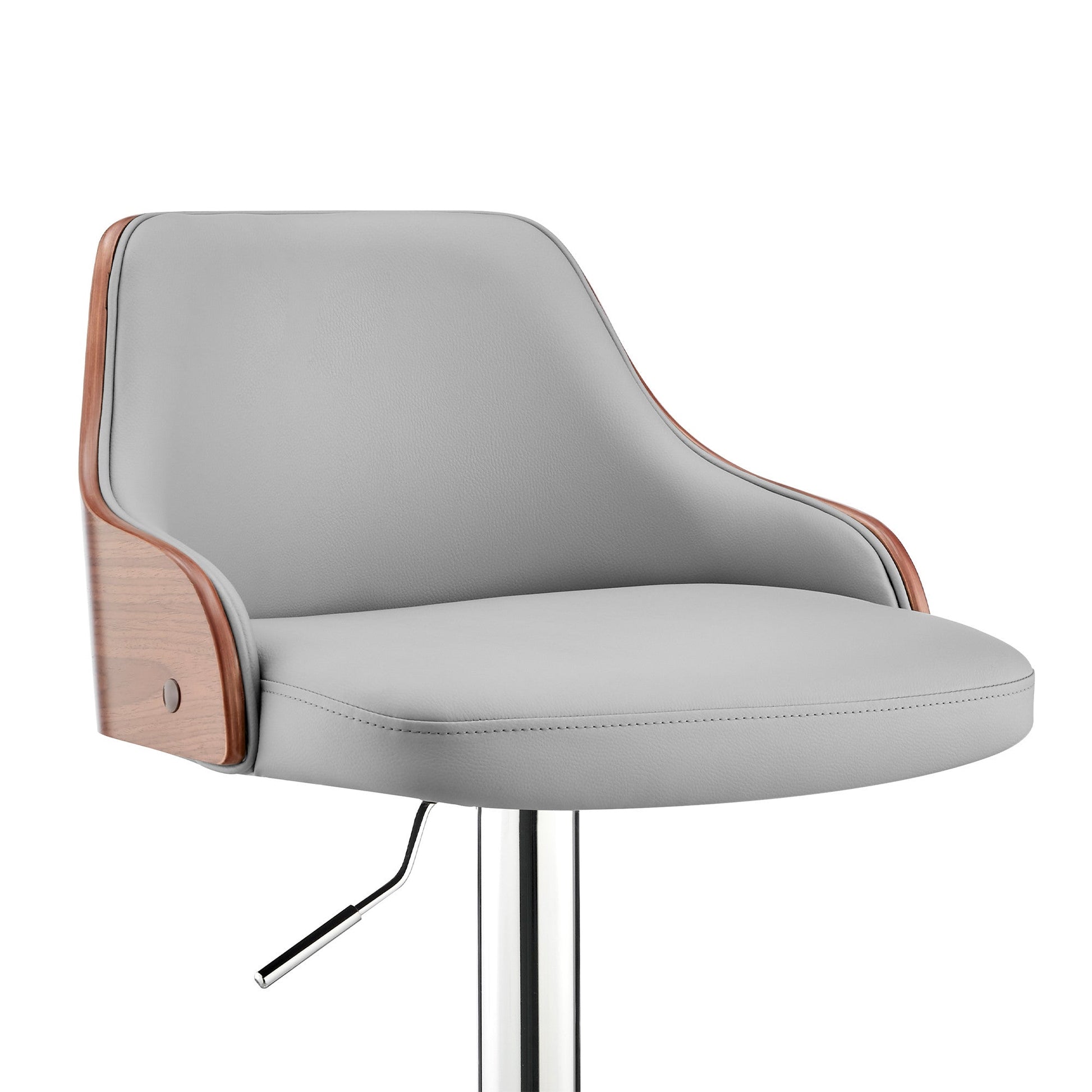HomeRoots Gray Faux Leather Adjustable Modern Bar Stool