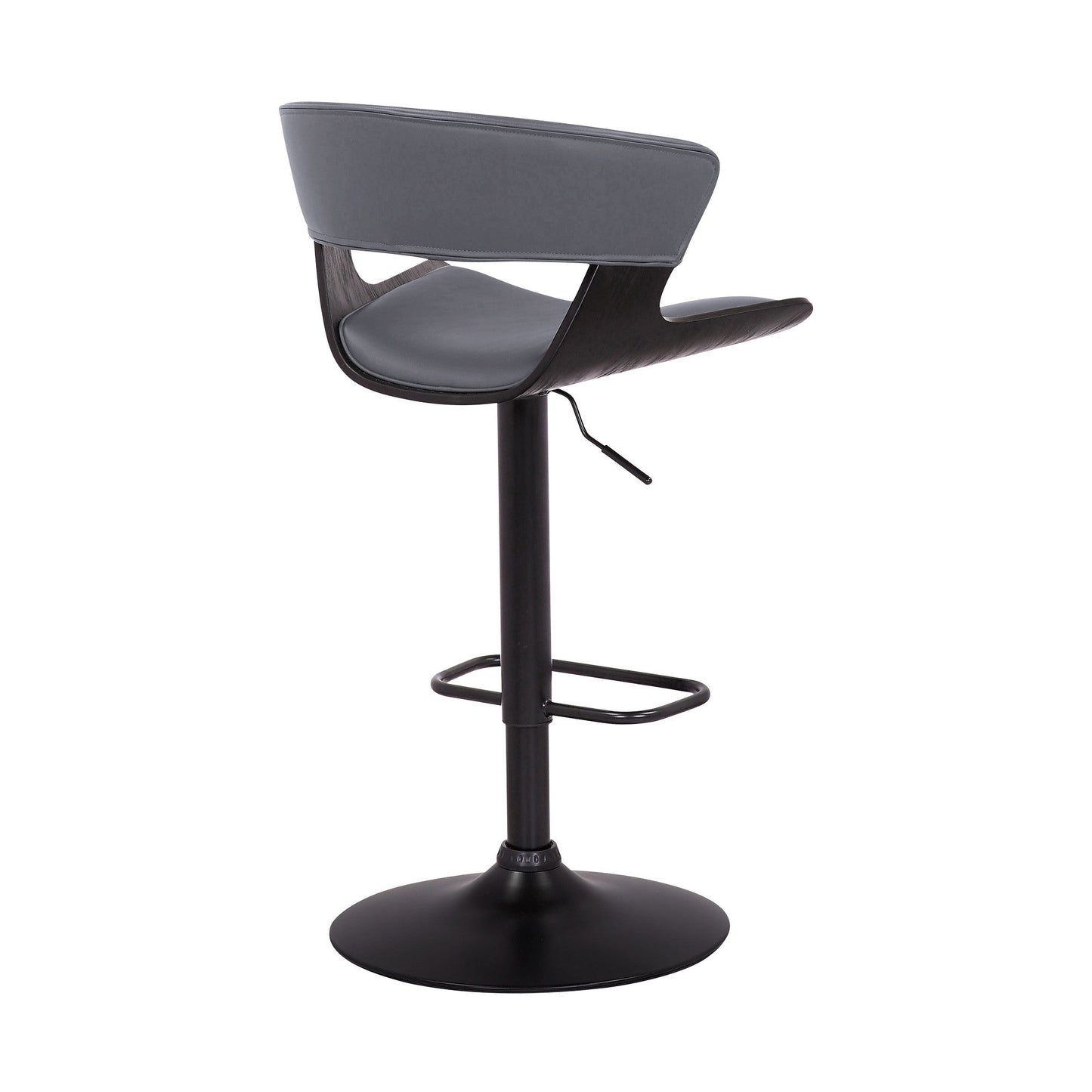 HomeRoots Gray Faux Leather Adjustable Swivel Wooden Bar Stool