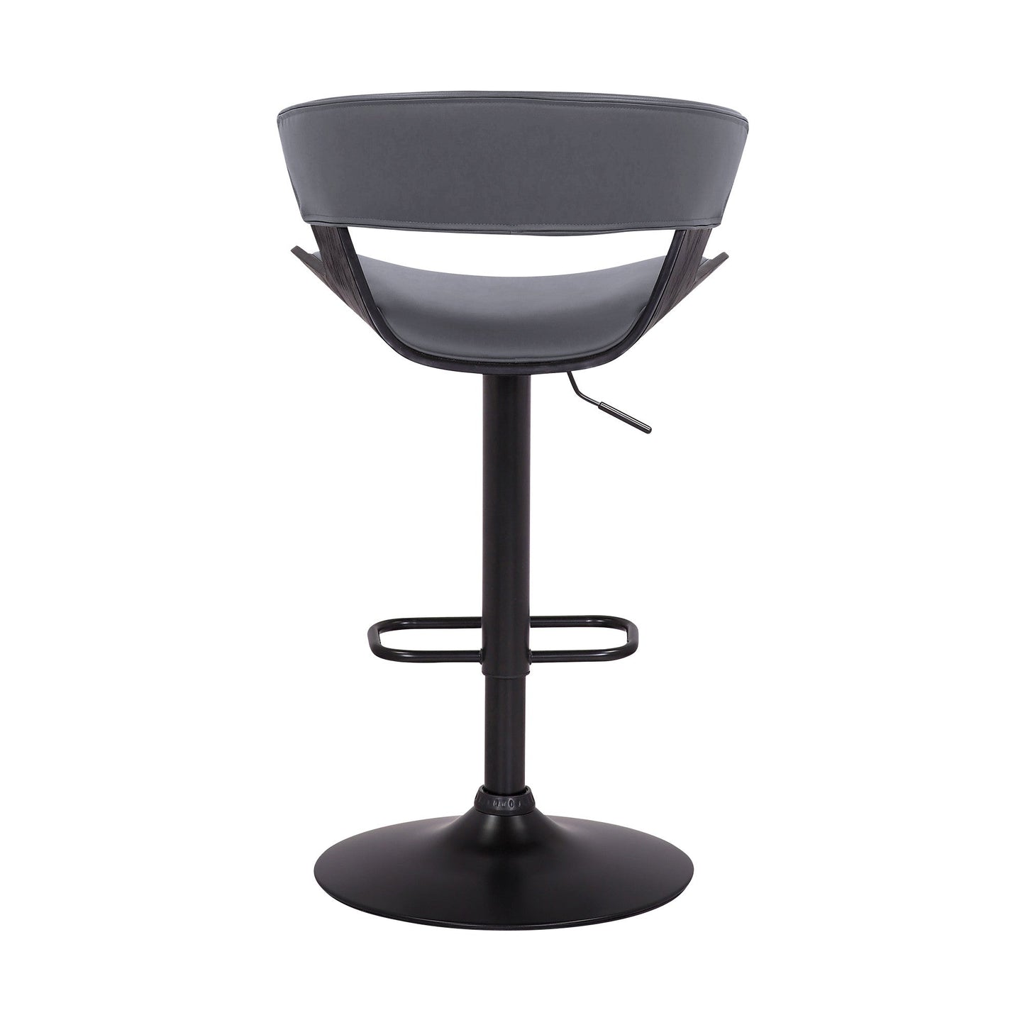 HomeRoots Gray Faux Leather Adjustable Swivel Wooden Bar Stool