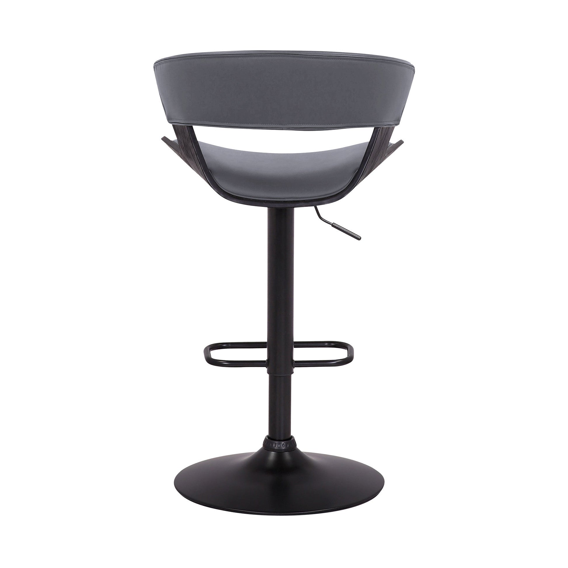 HomeRoots Gray Faux Leather Adjustable Swivel Wooden Bar Stool