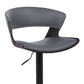 HomeRoots Gray Faux Leather Adjustable Swivel Wooden Bar Stool