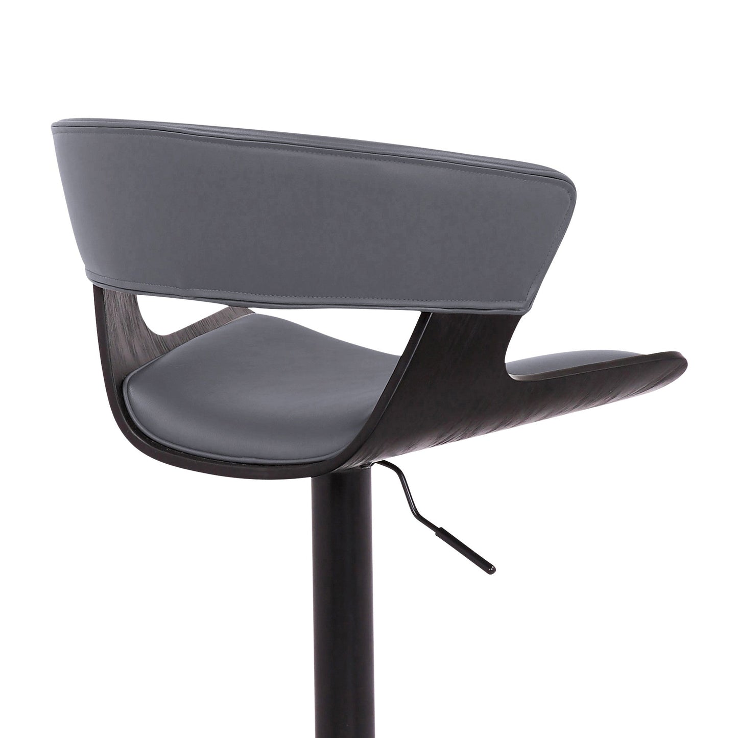 HomeRoots Gray Faux Leather Adjustable Swivel Wooden Bar Stool