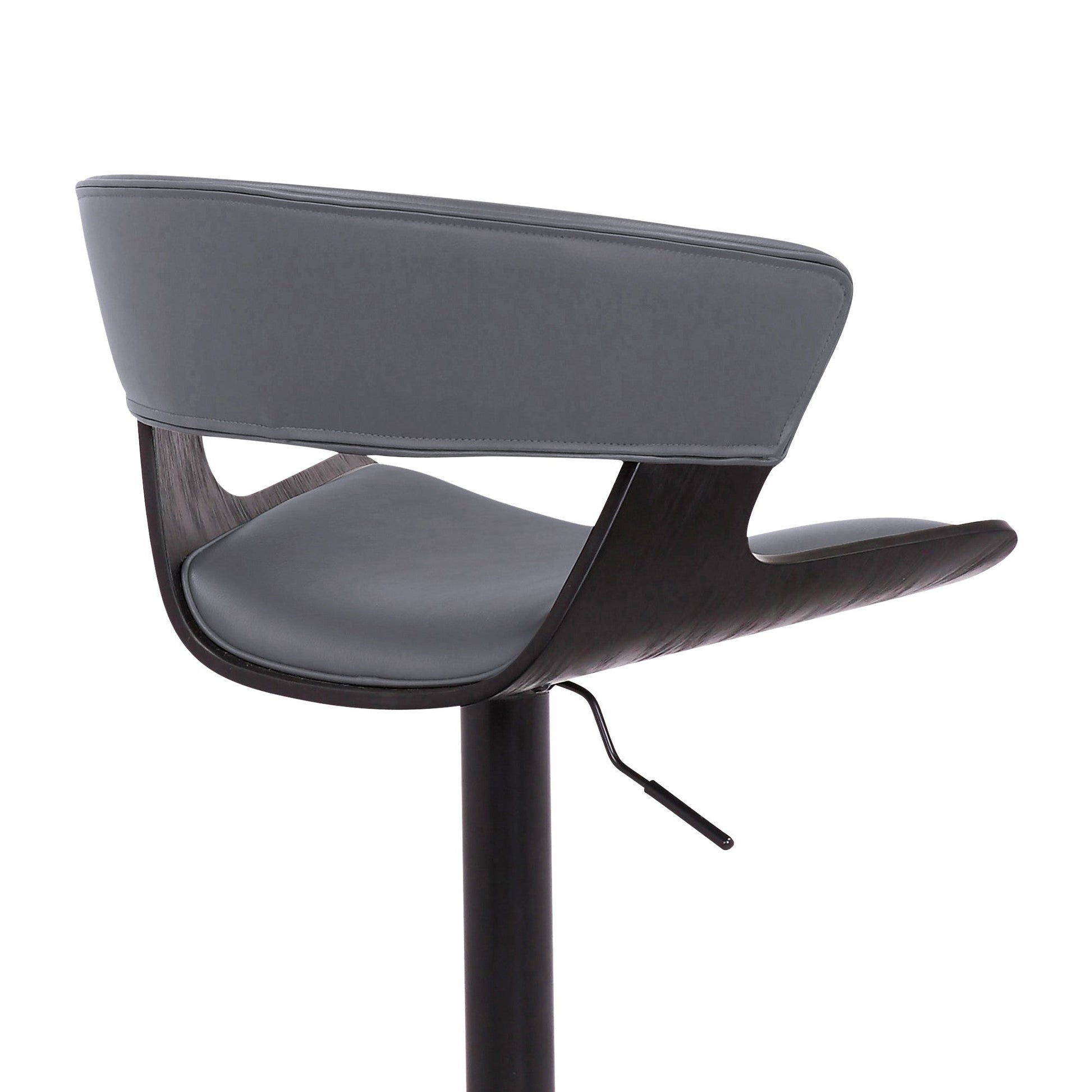 HomeRoots Gray Faux Leather Adjustable Swivel Wooden Bar Stool