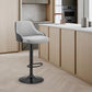 HomeRoots Gray Faux Leather Black Base Adjustable Modern Bar Stool