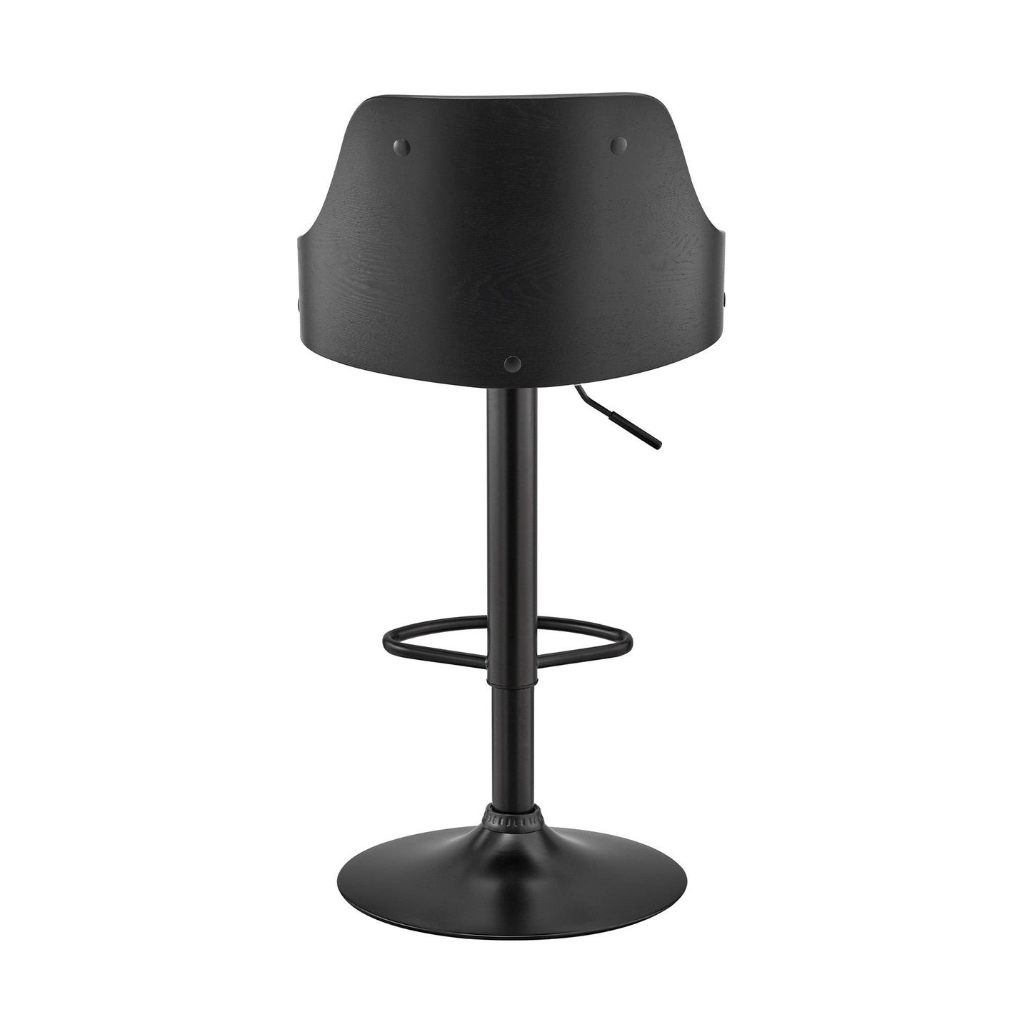 HomeRoots Gray Faux Leather Black Base Adjustable Modern Bar Stool